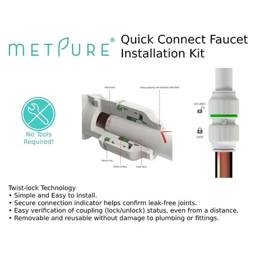 Kit de control de calidad de válvula de cierre de agua Metpure 3/8"" OD PEX, 1/2"" FIP, 5' tubo PEX - Imagen 5 de 6