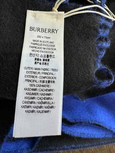 $1450 NWT BURBERRY PRORSUM Blue Luxurious Reversible Pure Cashmere Large Shawl - Picture 8 of 21