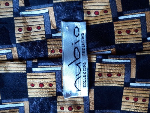 Neck Tie Blue 3 D Pattern Blocks Rubio blue gold red church prom formal Work - Picture 8 of 8