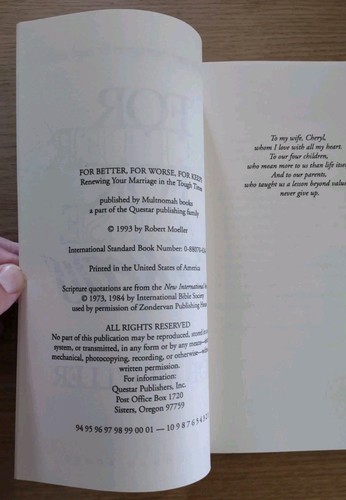 FOR BETTER FOR WORSE FOR KEEPS by Bob Moeler - 1993 - Paperback - Imagen 2 de 4