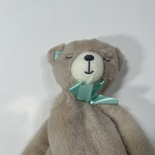 "Manta de seguridad Kelly Baby Bear marrón verde azulado etiquetas Lovey Baby felpa 13""" - Imagen 2 de 5