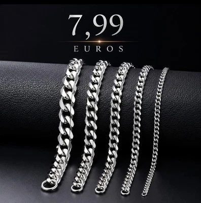Chaîne Homme Acier Inoxydable Argenté – Collier Cuban Link Luxe – Résistance ✅ - Photo 1/4