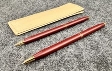 CROSS Burgundy  Gold Ladies Ballpoint Pen  0.5 Pencil Set Leather Pouch 224105