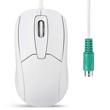 White PERIMICE-209 P Wired PS/2 Optical Mouse with Scroll Wheel 1000 DPI