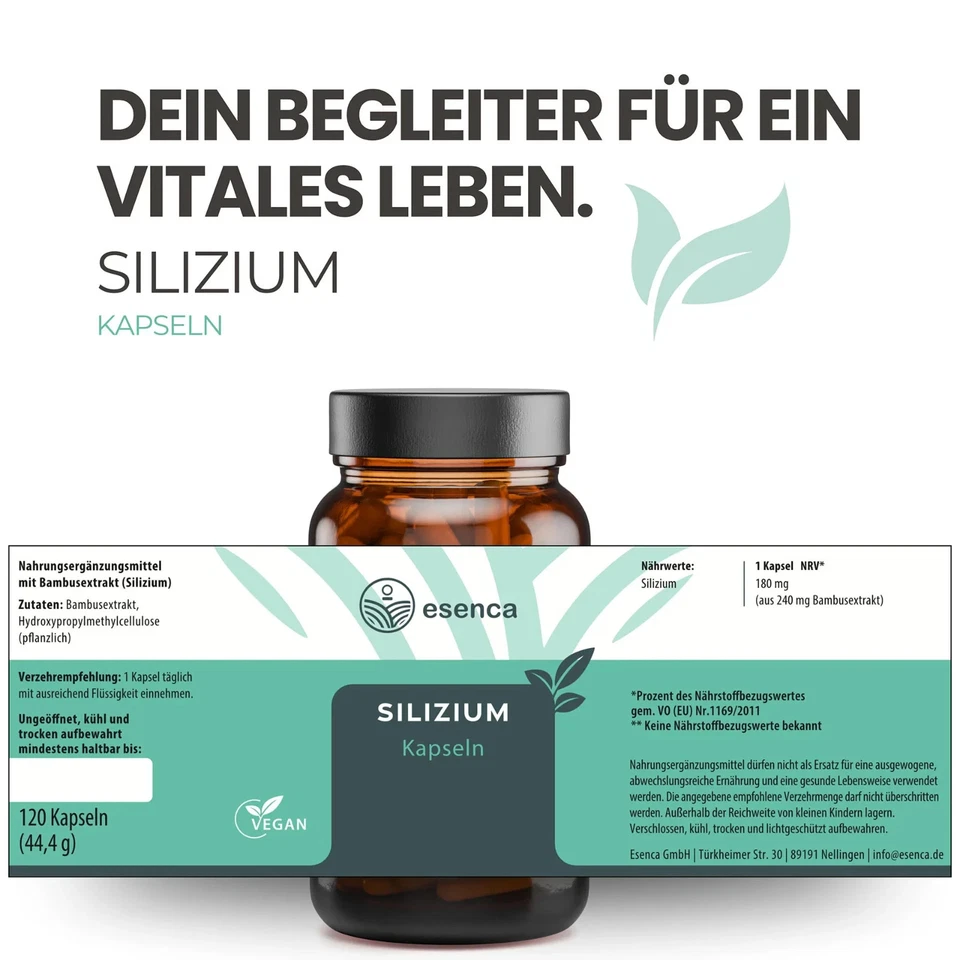 Silizium Kapseln Hochdosiert -120 Stück (240mg) - aus Bambusextrakt - Vegan - Bild 2 von 3