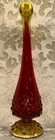 VINTAGE Fenton Hobnail Amberina/Red Swung Pedestal Vase 10.5 Inches