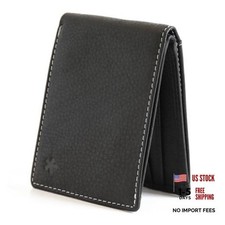 Full-Grain Leather Wallet for Men Slim RFID Blocking Bifold Black Onyx
