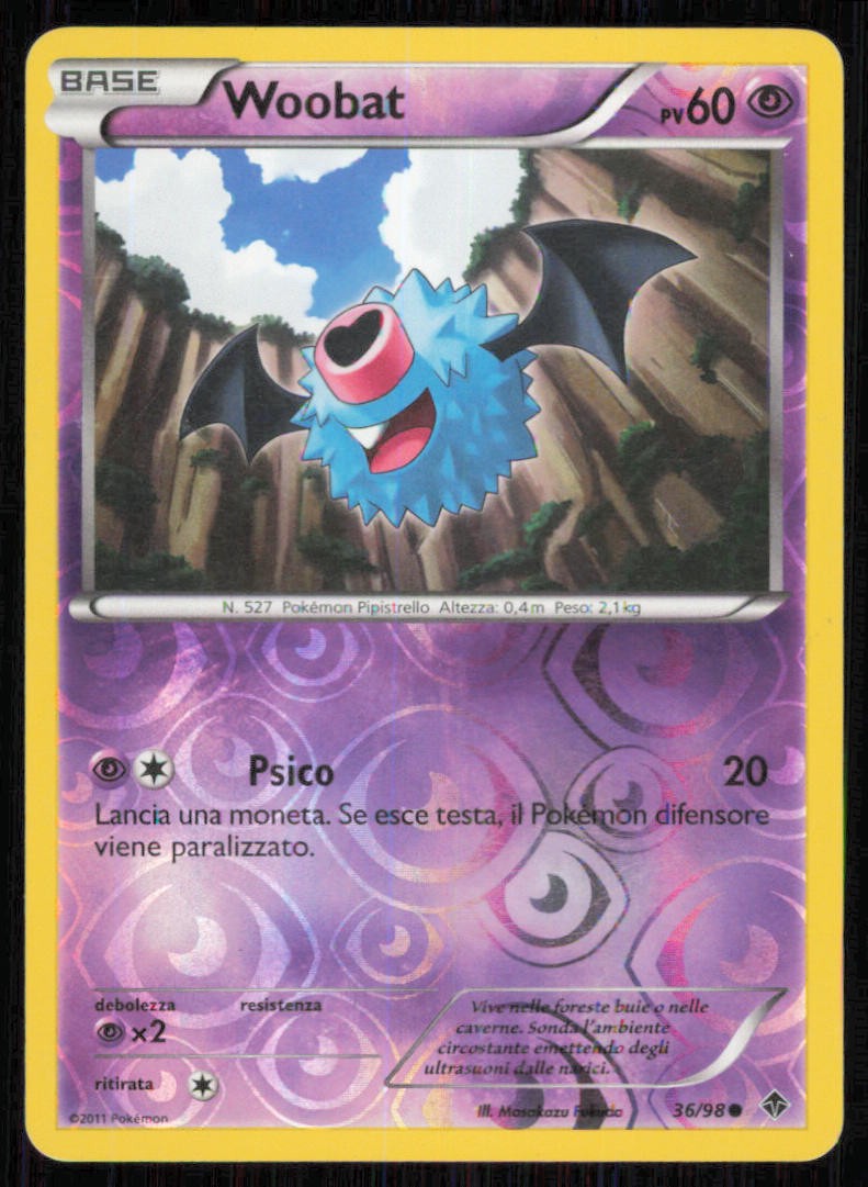 Woobat 36/98 Common Emerging Powers Pokemon Reverse Holo Lightly Played