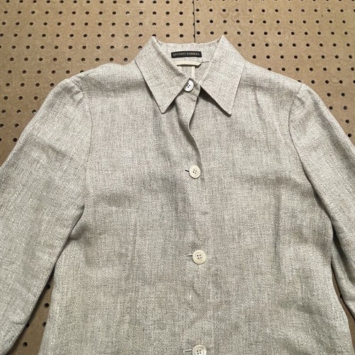 Luciano Barbera Lightweight Linen Silk 4-BTN Jacket Beige Italy Medium Women EUC - Picture 3 of 9