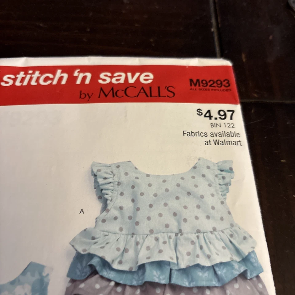 McCalls Stitch 'n Save BABY ROMPERS s-xxl & HAT xs-xl Sewing Pattern M9293 UNCUT - Image 4 of 4