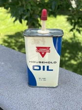 Conoco Household Oil Tin Can Oiler 4 oz Red Triangle Empty