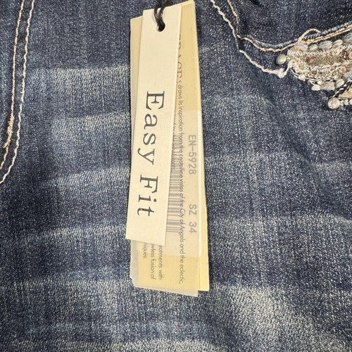 Grace in LA Womens Bootcut Jeans Mid Rise Easy Fit Distressed Embellished 34x30 - Picture 5 of 21