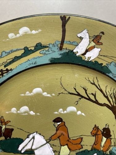 DELDARE WARE 10 1/8” PLATE THE FALLOWFIELD HUNT - Breaking Cover - Artist Signed - Picture 4 of 17