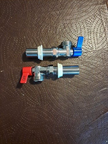 Set Waschmaschine Absperrventile, 1/2" MIP x 3/4" MHT, blau & rot NEU