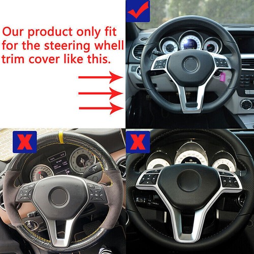 For Mercedes Benz W204 W207 W212 C-Class Silver Chrome Steering Wheel Trim Cover - Picture 3 of 7