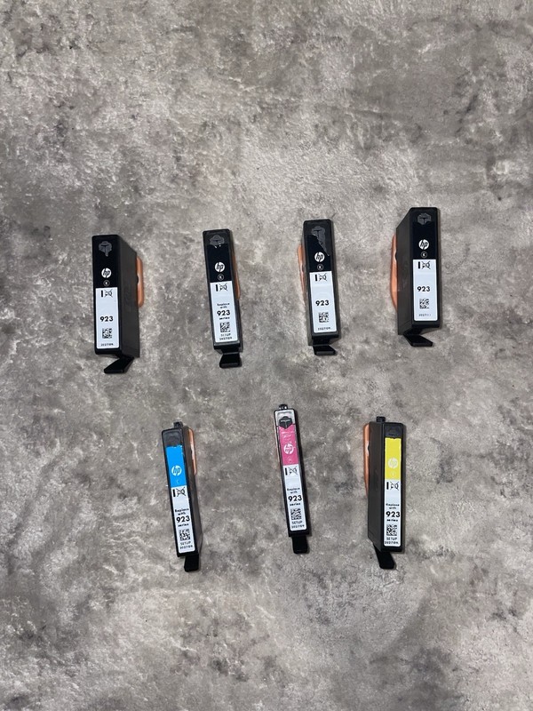 EMPTY HP 923 Ink Cartridges with Chip and Orange Covers - 4 Black and 3 Color