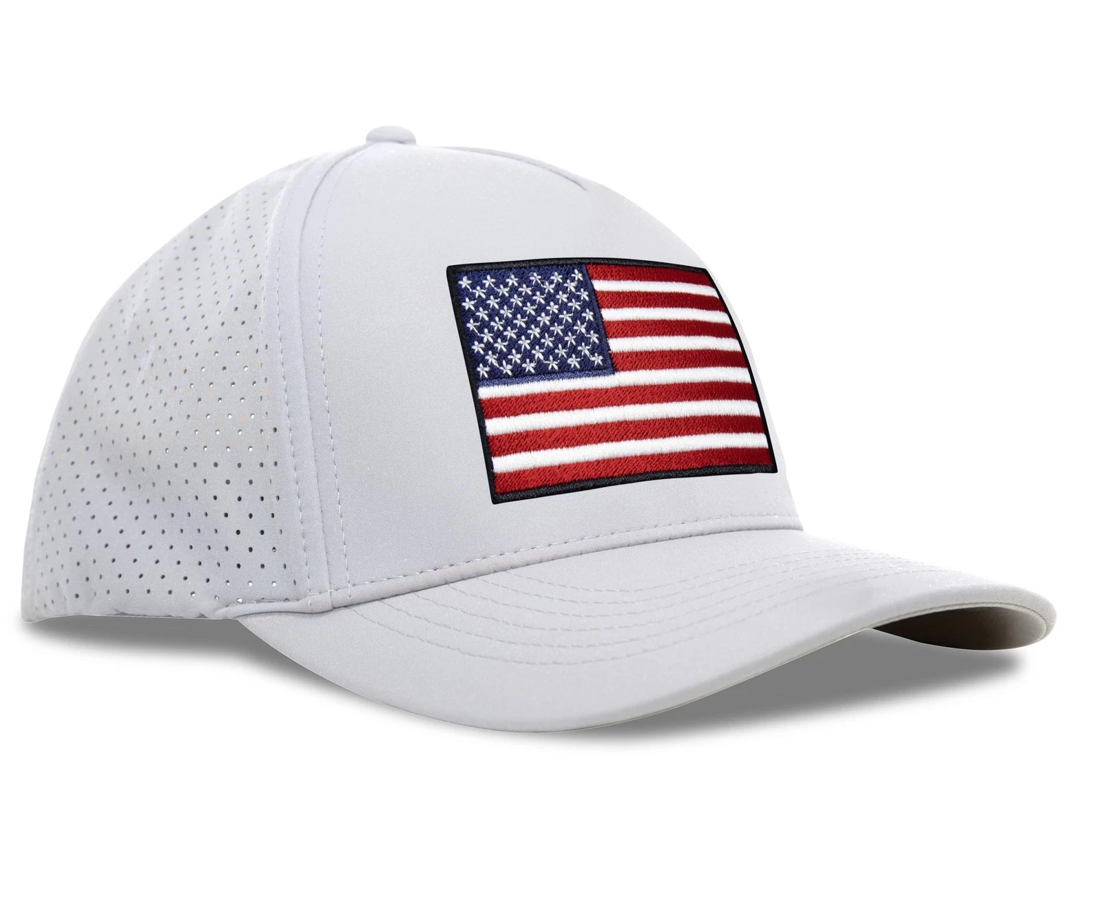 Adjustable Snapback Trucker Baseball Cap - Jetset Series (USA, Arctic White)