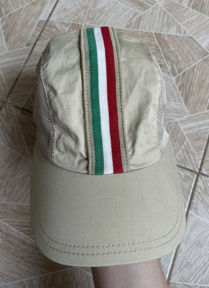 Rare Vintage Luxury Dolce Gabbana Beige Cap with Italy Stripes Size 58 Designer - Image 2 of 4