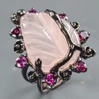 Vintage ring 20 ct Natural Rose Quartz Ring 925 Sterling Silver Size 7 /R442193