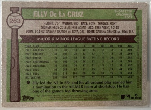 2025 Topps Heritage - Elly De La Cruz #263 - Bild 2 von 2