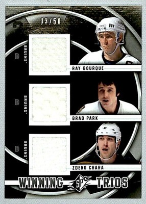 Ray Bourque/Brad Park/Zdeno Chara 2011-12 SPx Winning Trios Jersey /50 #WT-CBP
