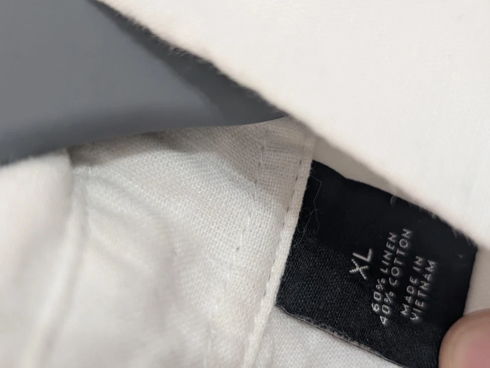 Perry Ellis Mens Linen Blend Short Sleeve Button Up Shirt White Size XL - Image 3 of 4