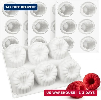 Reallnaive 4 Pcs Raspberry Silicone Molds 6 Cavity Large Raspberry Shaped Silico