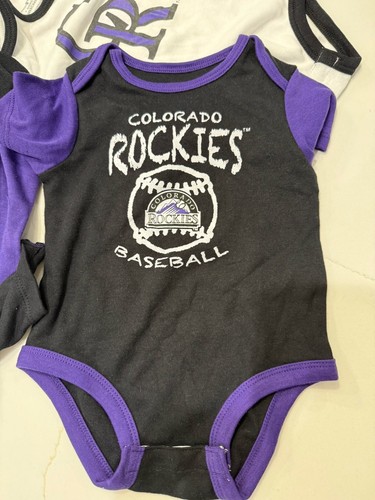 Colorado Rockies Block Letters 3pc Set Infant Baby Bodysuit 6/9 M Purple/bl/wh - Bild 3 von 13