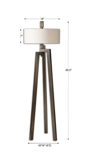 UTTERMOST 28253-1 MONDOVI HAND FORGED BRUSHED BRONZE GOLD UNDERTONE FLOOR LAMP - Picture 4 of 5
