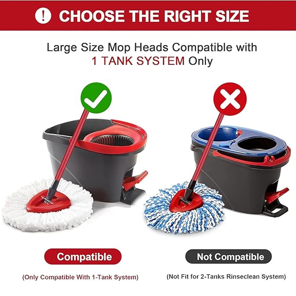 Replacement Microfiber Mop HEAD For O-Cedar Spin Mop Easy Clean Wring Refill US - Image 3 of 4