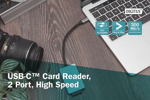 DIGITUS USB-C 2 Port UHS-II SD4.0 TF4.0 300Mb/s Card Reader - 第 10/10 張圖片