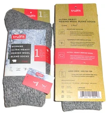 2 Pairs Womens Tru Fit Acrylic Merino Wool Blend Thermal Cushioned Crew Socks