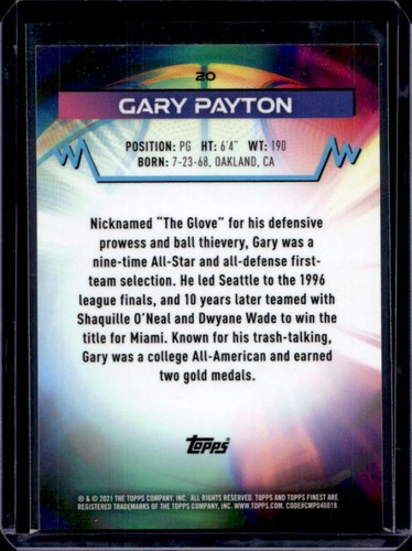 2021-22 Finest Gary Payton Refractor Gold #/50 USA - Picture 2 of 2