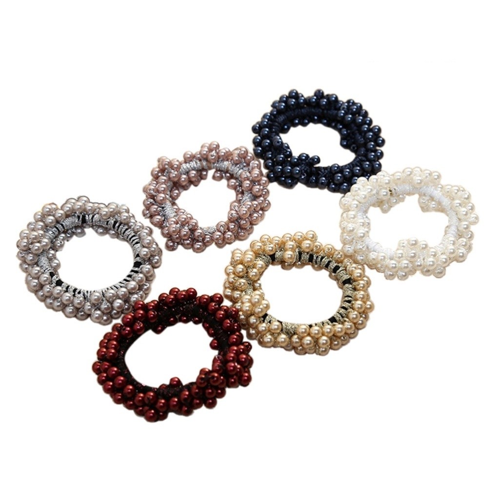 APL 6 Pezzi Fascia per Capelli Perla Palline di Cristallo Cravatta per Capelli Fatta a Mano Panno Perline Anello per Capelli