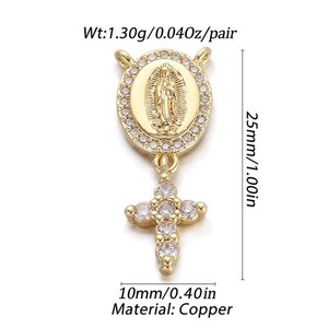 Authentic 1PC 18K Gold Plated Christian CZ Pave Charm 3 Loops Connector GYJ55