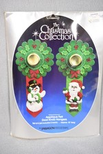 Paragon VTG. Applique Felt Door Knob Hangers. Christmas Santa Snowman Sot of 4