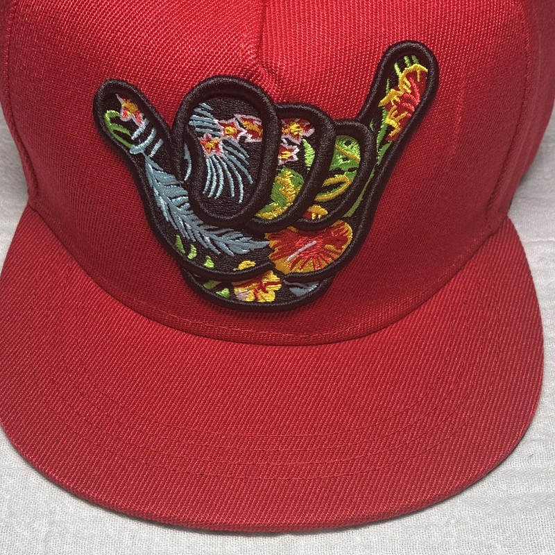 Men's Red Colorblock Snapback Hat Shaka Hand Patch Multicolor Free Shipping 