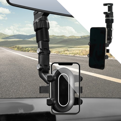 Supporto Cellulare Auto Specchio Retrovisore Supporto Auto 360 Girevole Smartphone Cellulare - Foto 15 di 17