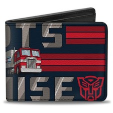 Bi-Fold Wallet Transformers Optimus Prime ROBOTS IN DISGUISE Icons Blue/Reds