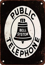 Bell System Public Telephone Vintage Look Reproduction Metal Tin Sign 8X12 Inche