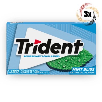 6x Packs Trident Mint Bliss Flavor Sugar Free Chewing Gum | 14 Sticks Per Pack
