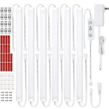 Under Cabinet Lights Plug-In 6pcs 12" LED Light Strip Bars Kitchen Counter Set