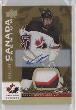 2017 Team Canada Juniors Premium Materials 28/199 Isaac Ratcliffe #43 Auto b9t
