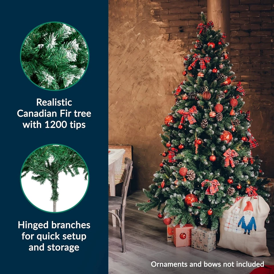 Pop Up Christmas Tree - 1.8M 6FT Artificial Fir | Metal Stand | Green w/Snow Tip - Image 3 of 4