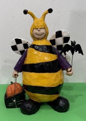 Nantucket Bumble Bee 9  Halloween Figurine Bat Pumpkin Checkered Wings EUC