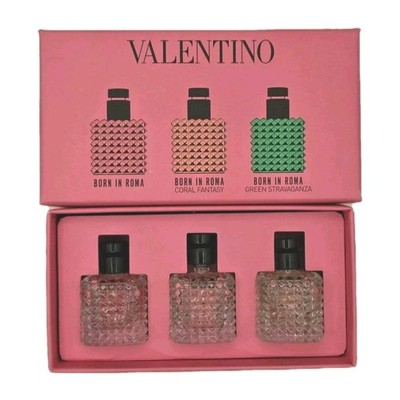 Valentino Born In Roma Perfume Set 3x6ml Mini EDP Donna Coral Fantasy Green Stra