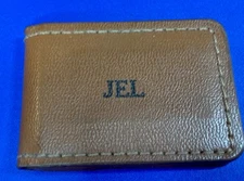 Custom Name JEL Embossed on Leather Vintage Folding Money Clip Bill Holder