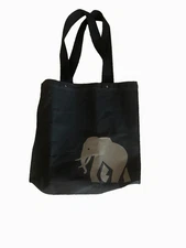 Gray Canvas Tote Bag with Elephant Design – New Without Tags