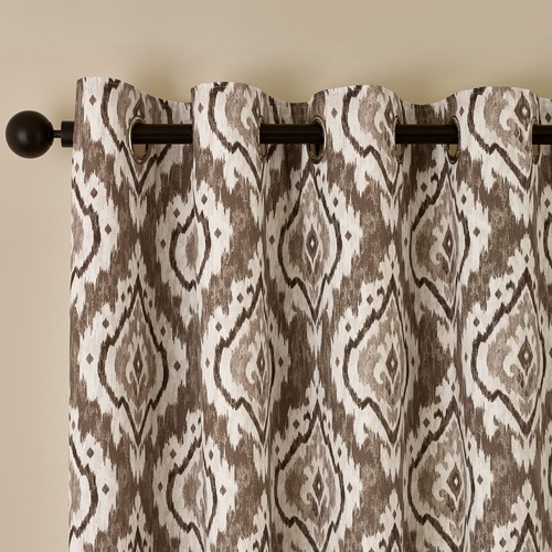 Pineapple Elephant Suri Geo Diamond Motif Lined Eyelet Curtains Pair Natural - Picture 17 of 50