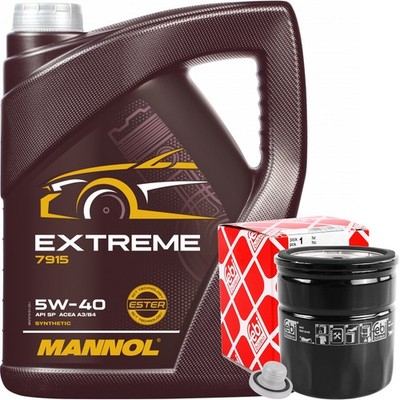 FEBI ÖLFILTER + 5 LITER 5W-40 MOTORÖL MANNOL EXTREME SYNTHETIC ÖL API ACEA A3 B4